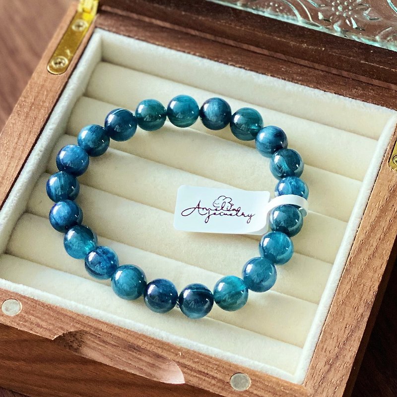 Amelia Jewelry丨Kyanite Bracelet丨Stone Bracelet丨Black Stone丨Transfer and Lucky 丨 - Bracelets - Crystal Blue