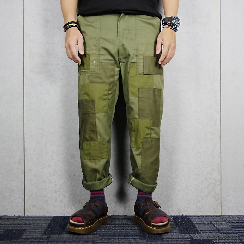 Tsubasa.Y Ancient House Patchwork Pants 005, Army pants - กางเกงขายาว - ผ้าฝ้าย/ผ้าลินิน 