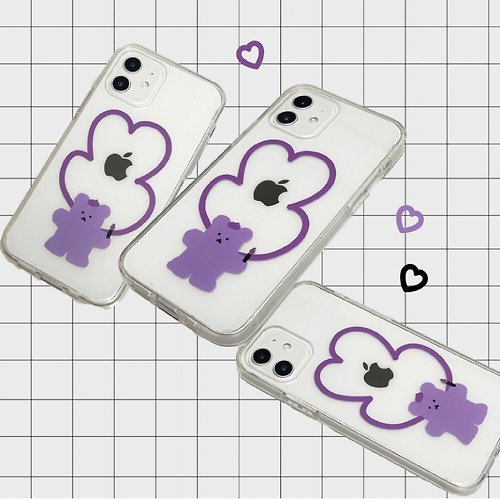 Chanibear 韓國文創 Chanibear Phone case -jellhard, Purple Heart 舒适的使用和保护