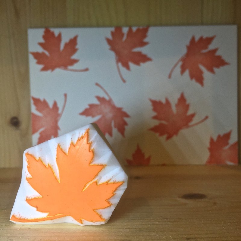 Handmade stamp with postcard(leaf E) - Stamps & Stamp Pads - Rubber 