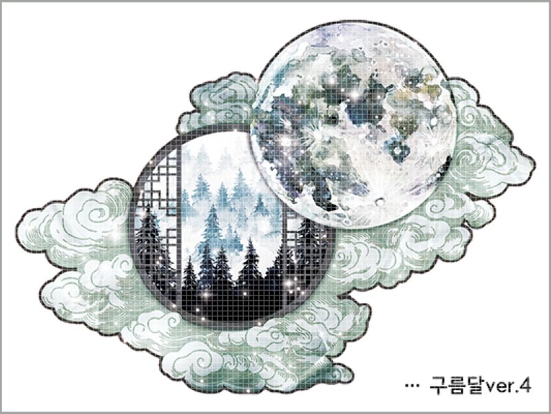 Oriental Moon and Clouds 3types (blackraccoon) Vintage collage design - 貼紙 - 紙 多色