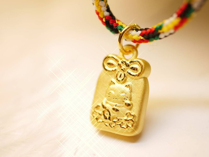 黃金墜子-福氣滿滿必勝招財喵金飾-黃金9999 - 項鍊 - 24k 金 金色