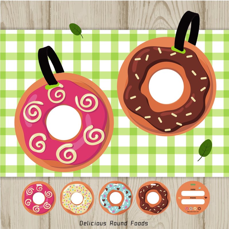 【美味しい丸い食べ物】ドーナツシリーズ ラゲッジタグ バッグチャーム 誕生日プレゼント - チャーム - プラスチック 