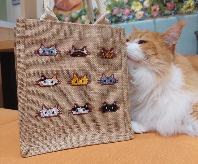 ハンズマンスタジオ=オリジナル商品 猫ケーキリネンバッグ - ショップ