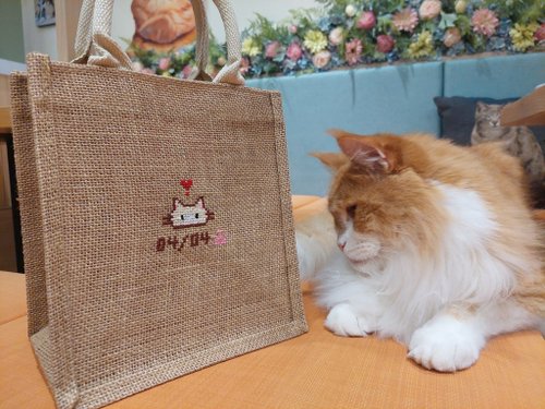 ❁ハンドメイドになります❁ 　Cats リネントートバッグ ❁ハンドメイドになります❁ Cats リネントートバッグ