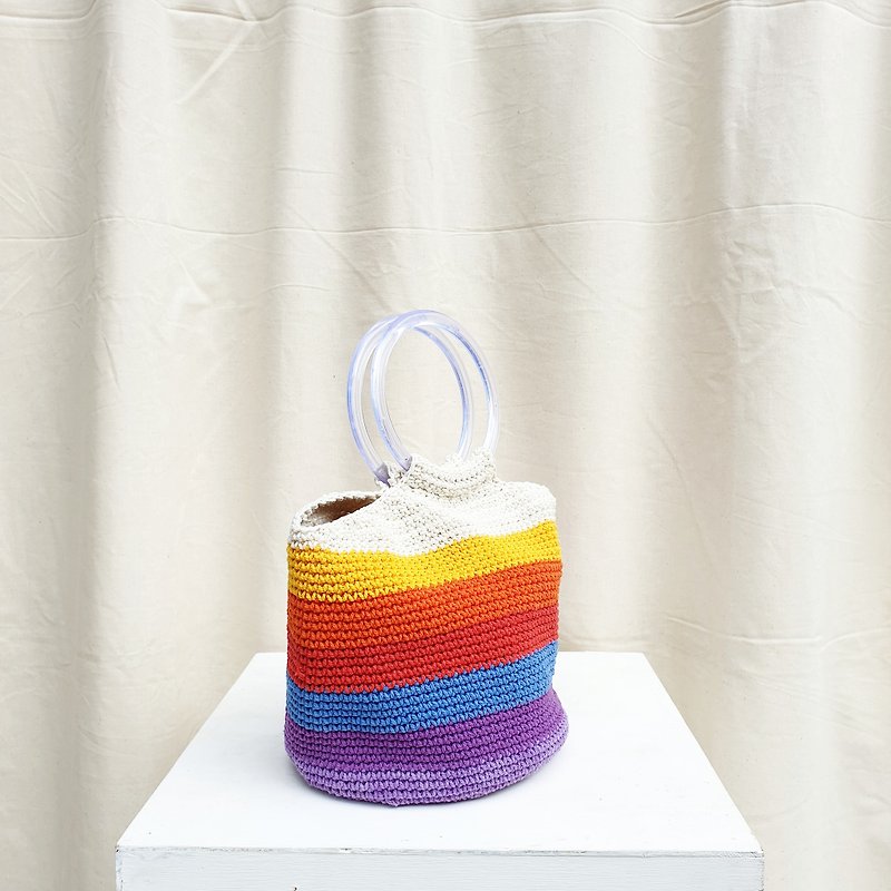 Rainbow transparent handle - Handbags & Totes - Cotton & Hemp Multicolor