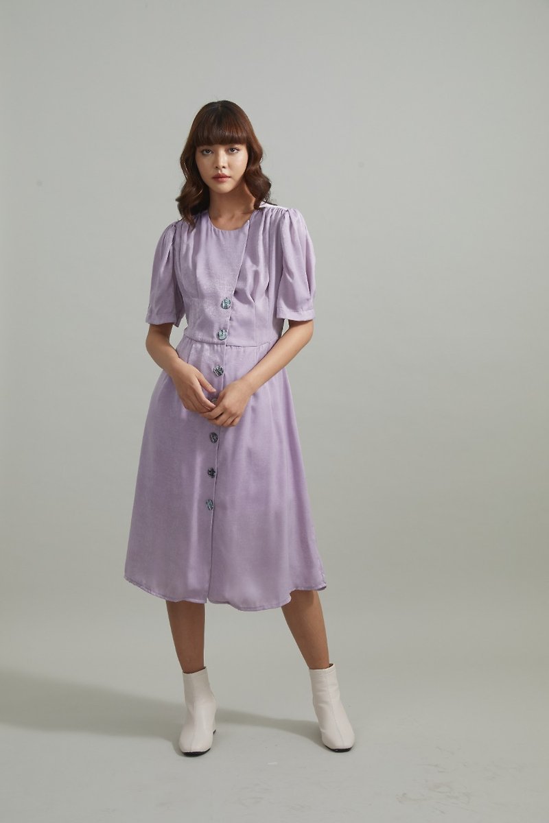 【Off-Season Sales】Vintage lady dress (Lilac) - 洋裝/連身裙 - 聚酯纖維 紫色