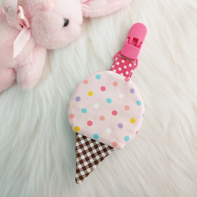 キャンディー コーン アイスクリーム 3 色をご用意しています。形をした安全なお守りバッグ（名前は刺繍可能） - お守り - コットン・麻 ピンク