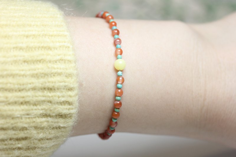 [Dream Back to Dunhuang] Southern Red Turquoise Wax Bracelet Bracelet Bracelet Gift for Girls - สร้อยข้อมือ - หยก สีแดง