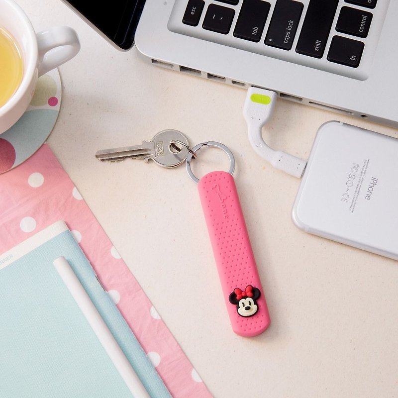 Bone / LinKey Lightning Charge Transfer Keychain - Minnie - Chargers & Cables - Silicone Pink
