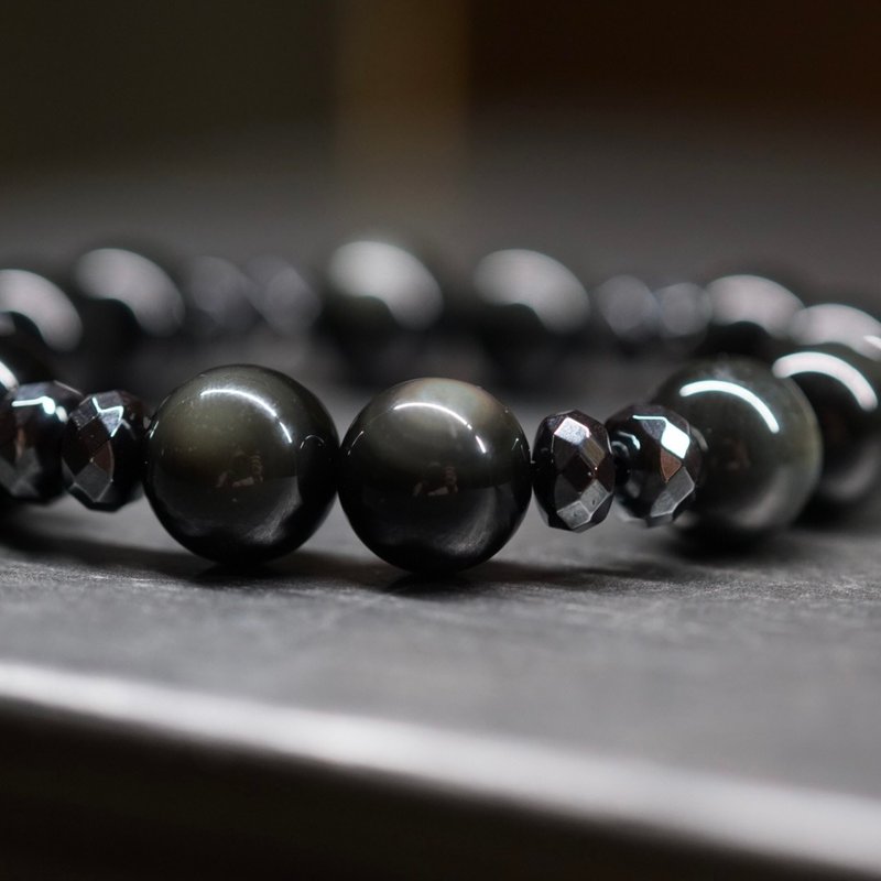 New Year Good Luck Bracelet • Byebye Obsidian Hematite Purification Negative Energy Men's Bracelet - Bracelets - Crystal Black