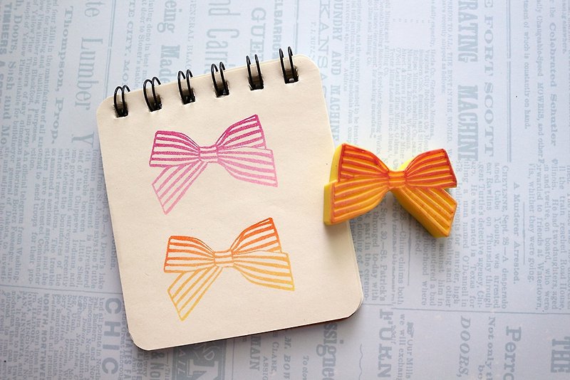 Apu handmade chapter generous and lovely striped bow stamp hand account stamp - ตราปั๊ม/สแตมป์/หมึก - ยาง 