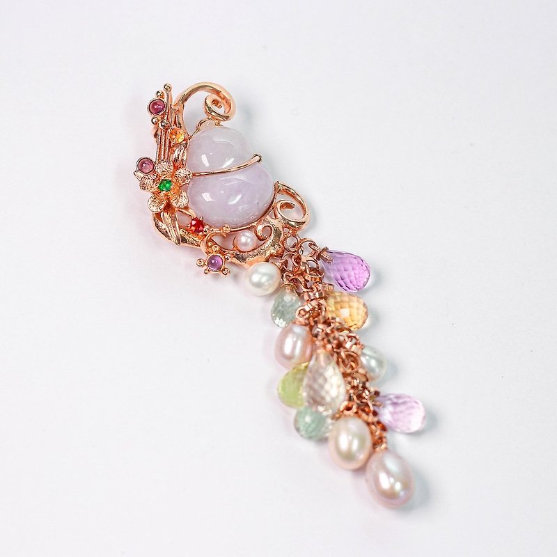 TBF - Natural Violet Gourd Necklace Pendant Pendant Beautiful Seiko Jadeite - สร้อยคอ - หยก 