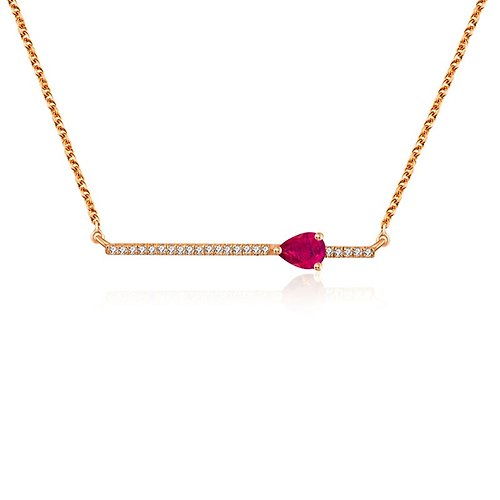 Genevieve Collection 18k水滴形紅寶石鑽石線形項鍊