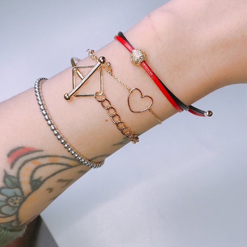 Geometric semi-ring chain bracelet - สร้อยข้อมือ - โลหะ สีทอง