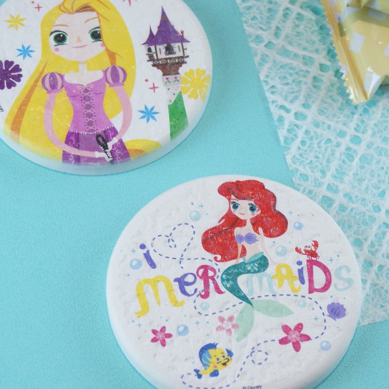 [Christmas gift] mermaid-genuine Disney's algae earth absorbent round mat (without asbestos) - Coasters - Other Materials White