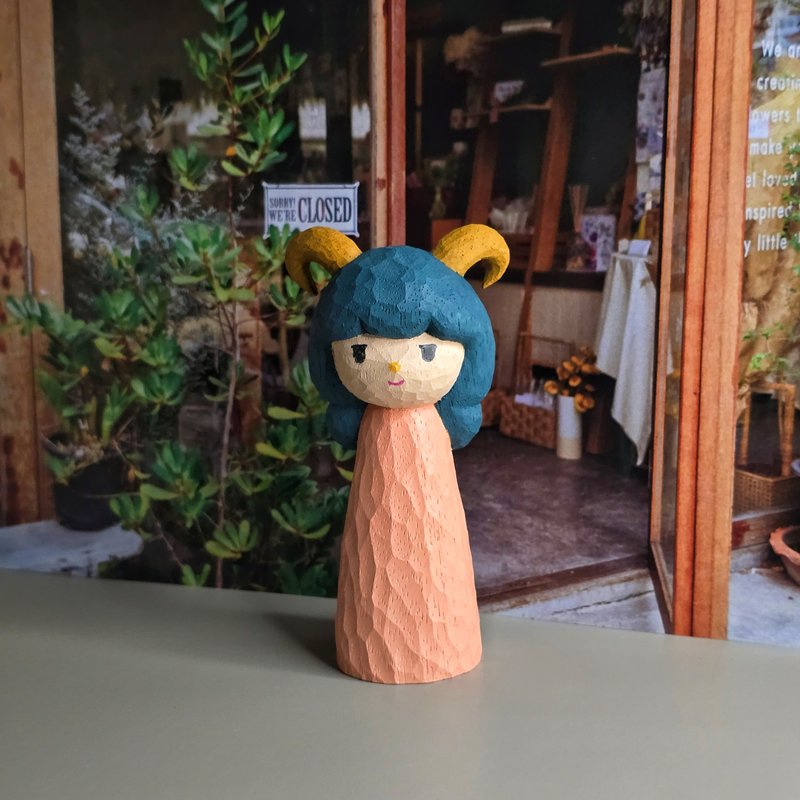 牡羊座 木雕(現貨) - 公仔/玩偶 - 木頭 多色