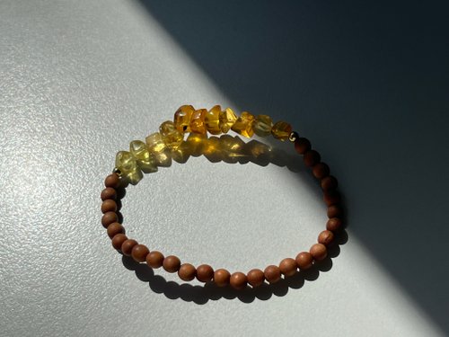 Angel's tears 天使之淚 Jewelry Design 天然原礦琥珀蜜蠟 老山檀設計單圈手串m