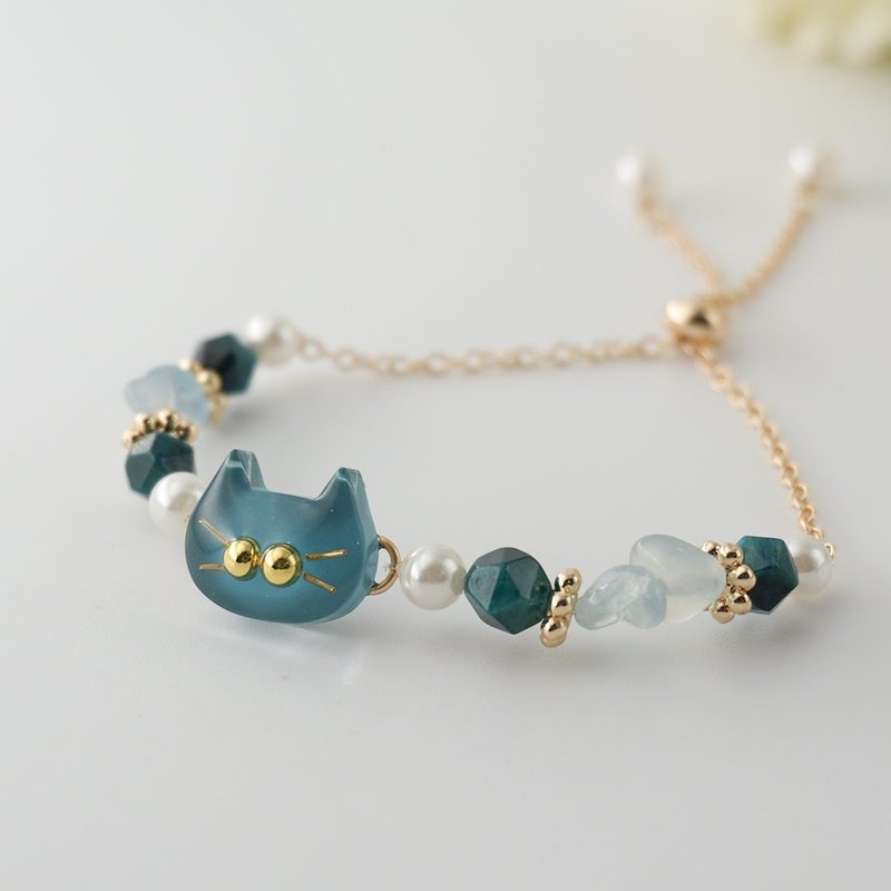 Cat Friends Bracelet | Solid Blue-Green - Bracelets - Resin Blue