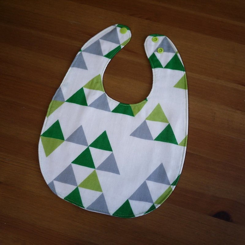 Hand-made custom = double-sided seven-layer yarn bib pocket / saliva towel = one corner two triangle - Bibs - Cotton & Hemp Green