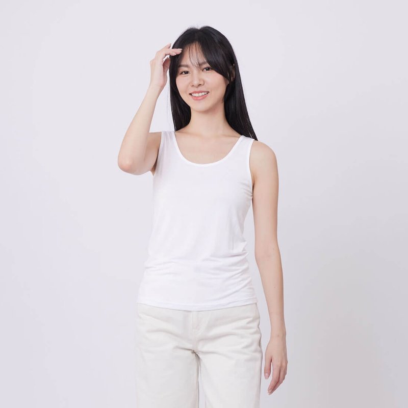 Wendy內搭彈性坦克背心【透透上衣的最佳不走光穿搭單品】 - 背心/無袖上衣 - 其他材質 黑色