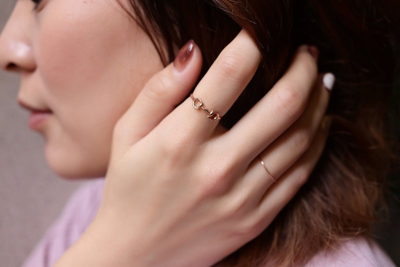 純14K Horse Hoof Belt Ring 馬蹄玫瑰金腰帶戒指 - 戒指 - 貴金屬 金色