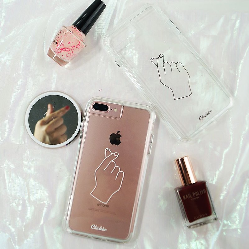 Two-in-one transparent anti-drop phone case [popular gesture] - Phone Cases - Plastic White