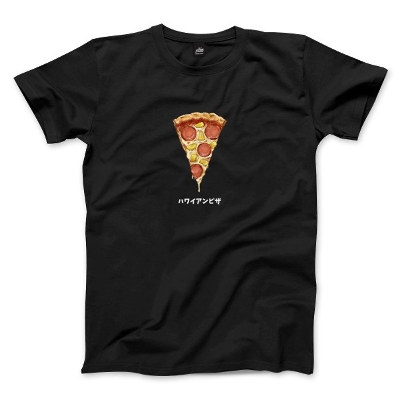 Hawaiian Pizza-Black-Unisex T-shirt - เสื้อยืดผู้ชาย - ผ้าฝ้าย/ผ้าลินิน สีดำ