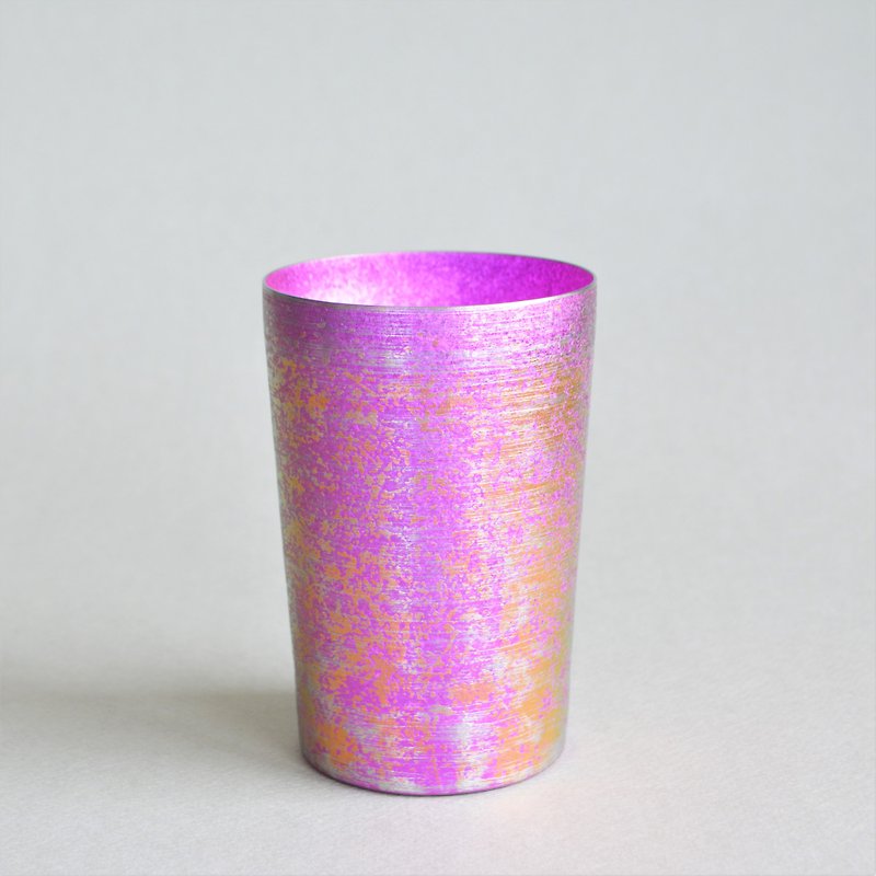 Titanium high cold insulation tumbler Red bellflower double structure | Wooden box | Beer lover | Pink