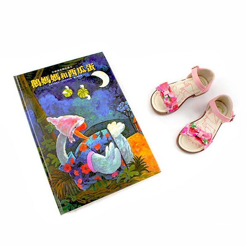 Single bow sandal color pink, the price with story book included - รองเท้าเด็ก - หนังเทียม สึชมพู
