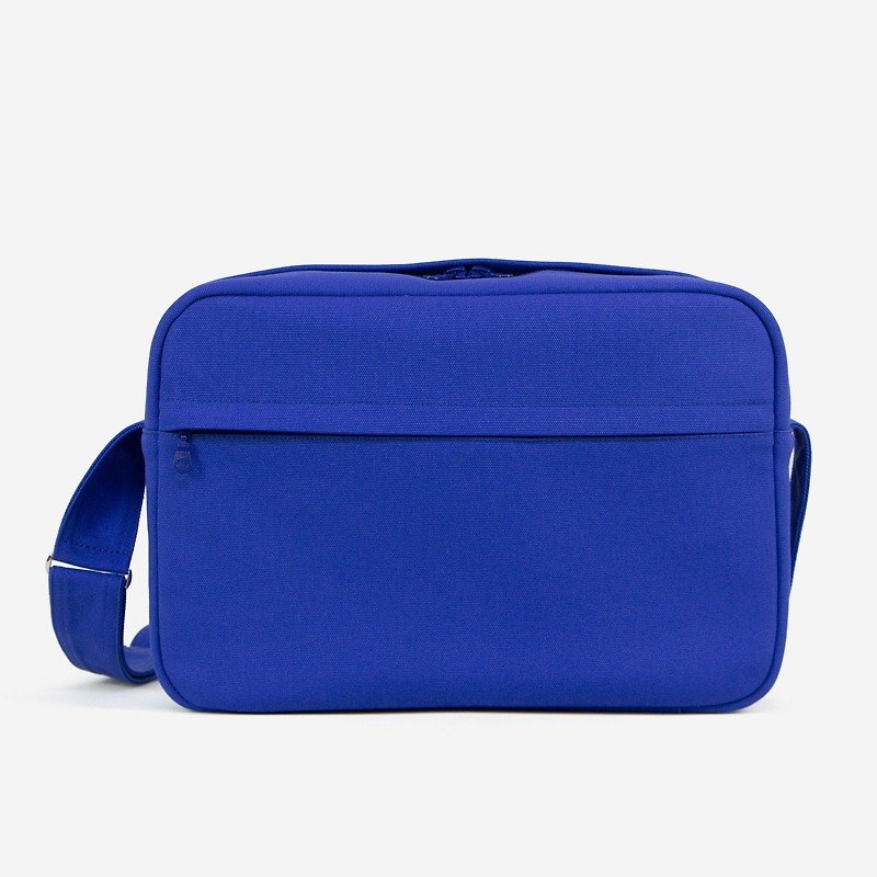 Modern Minimal Briefcase in Canvas/Crossbody Carry/Shoulder Carry/In 4 colors - กระเป๋าแมสเซนเจอร์ - ผ้าฝ้าย/ผ้าลินิน สีน้ำเงิน
