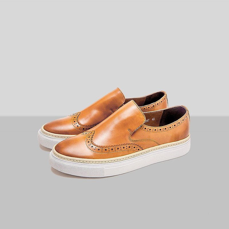 Vanger Fashion Carve Loafers - Va247 Brown - รองเท้าอ็อกฟอร์ดผู้ชาย - หนังแท้ สีนำ้ตาล