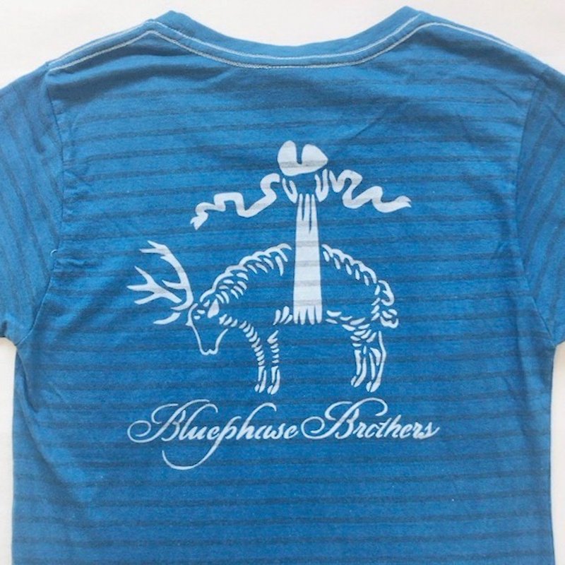 日本製 手染め Bluephase Brothers TEE Indigo dyed 藍染 JAPANBLUE - 女 T 恤 - 棉．麻 藍色