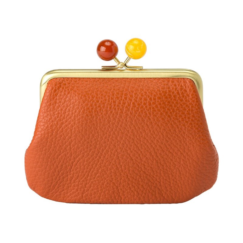 Toyooka CONY itten-itten buckle mini wallet orange brown - กระเป๋าใส่เหรียญ - หนังแท้ สีส้ม
