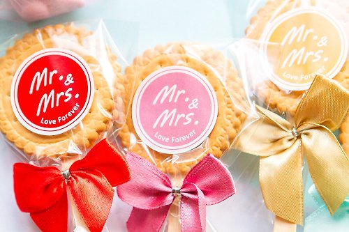 幸福朵朵 婚禮小物 花束禮物 專屬貼紙麥芽餅(滿百份免費印名字) 4色可選 客製化 特別禮物