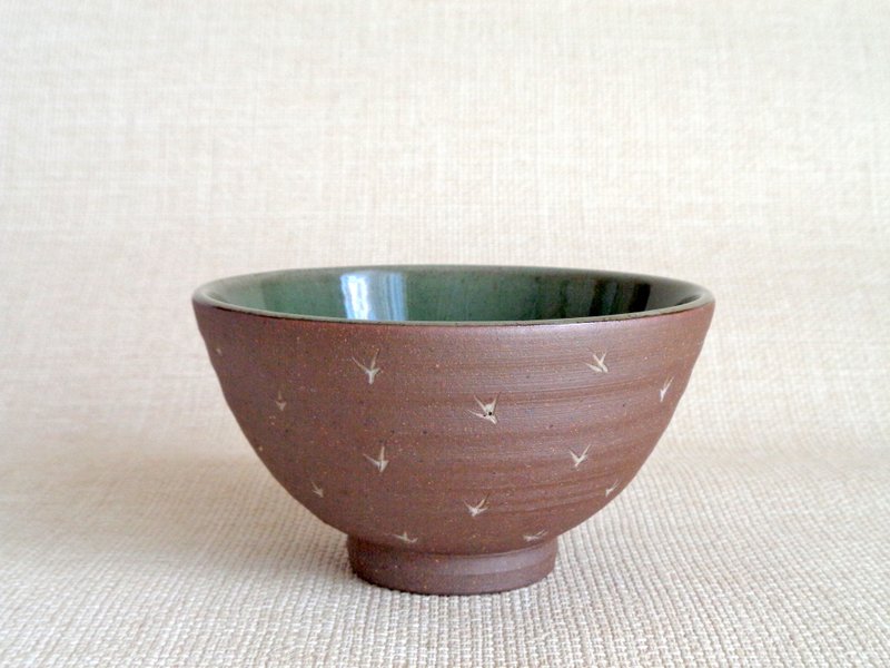 碗  青磁象嵌 草紋a - 碗 - 陶 綠色
