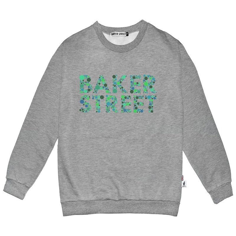 【英國 Baker Street 貝克街】中性 - 純棉厚衛衣 - 色盲文字A款 - 女上衣/長袖上衣 - 棉．麻 灰色