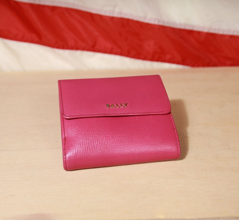 Back to Green :: Pink BALLY Gold logo vintage wallet (WT-25) - กระเป๋าสตางค์ - หนังแท้ 