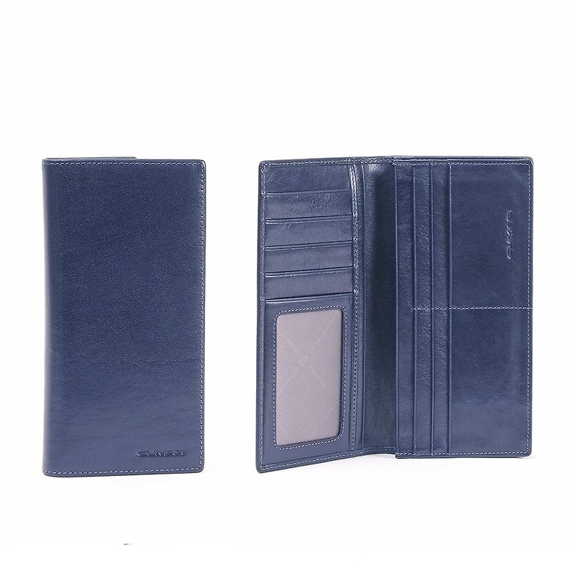 CUMAR PLAIN LONG WALLET - กระเป๋าสตางค์ - หนังแท้ สีน้ำเงิน