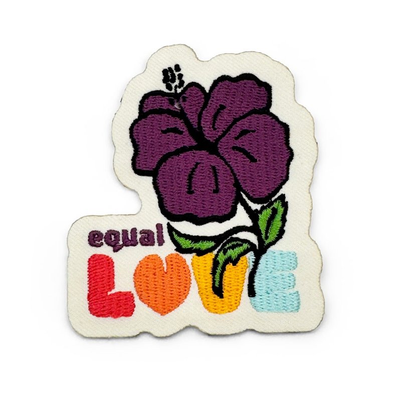 【花・盛開】扶桑LOVE刺繡布貼白款 - 貼紙 - 聚酯纖維 白色