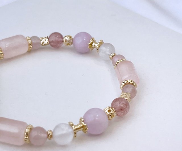 Kunzite bracelet with rose gold metal shops accents