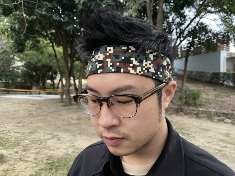 男生頭帶 / 男生髮帶 / 數位迷彩 / 一片式髮帶 - 髮箍/髮帶 - 棉．麻 綠色