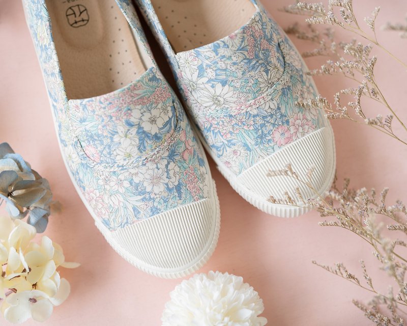 媽媽我愛您【菓菓日】仙境  日本花布 - 女款休閒鞋 - 棉．麻 藍色