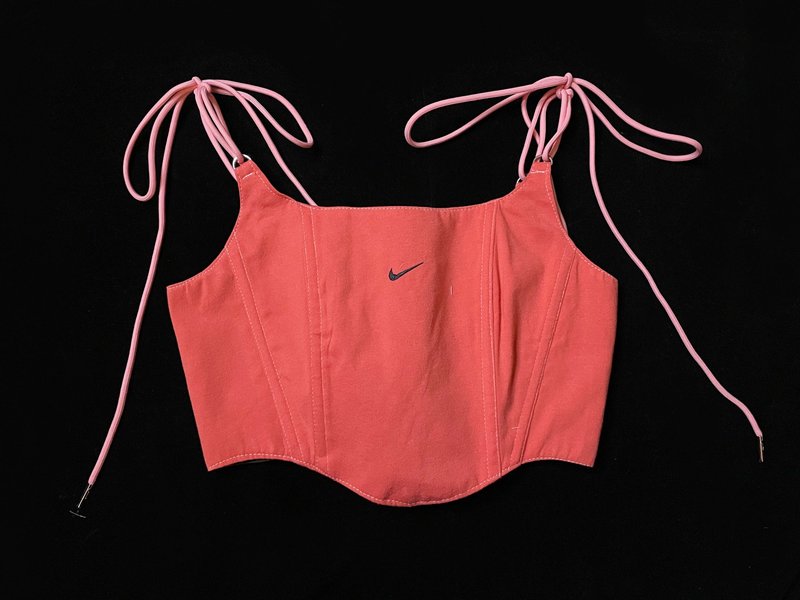 REGETHER 古著改製 NIKE 綁帶馬甲 BRA TOP-19 - 背心/無袖上衣 - 棉．麻 橘色