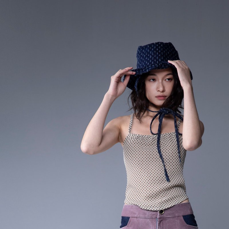 Aman No.57 手作帽耳品牌LOGO紳士帽 特殊牛仔款 - 帽子 - 其他材質 