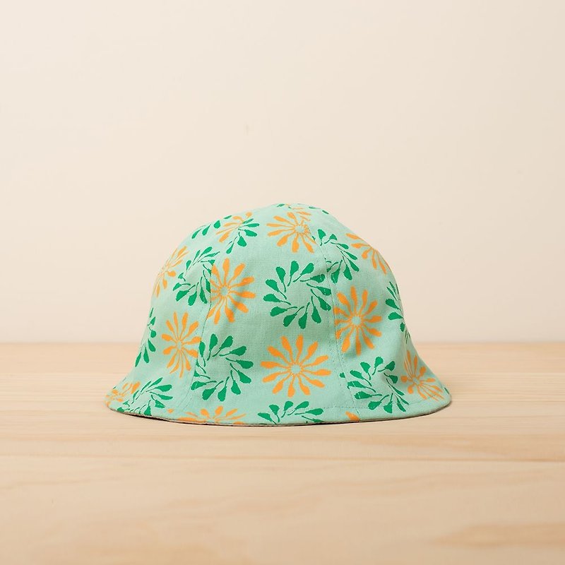 Sun Hat / Black Drongo Circles / Candy Green - Hats & Caps - Cotton & Hemp Green