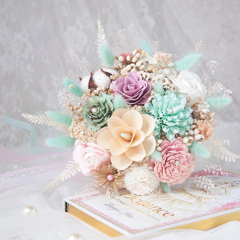 Dry Bouquet - Tiffany Teal and Pink - Dried Flowers & Bouquets - Plants & Flowers Green