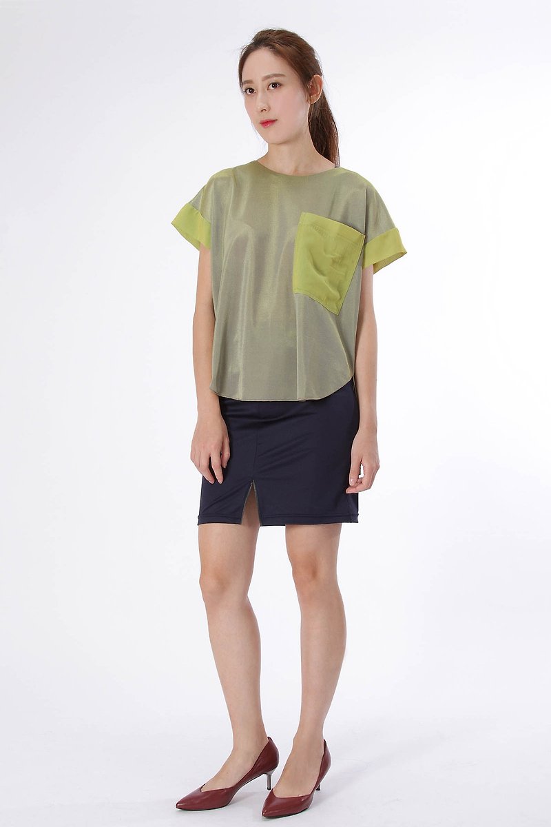 Large pockets reflective Suction Tee - เสื้อผู้หญิง - เส้นใยสังเคราะห์ สีเหลือง