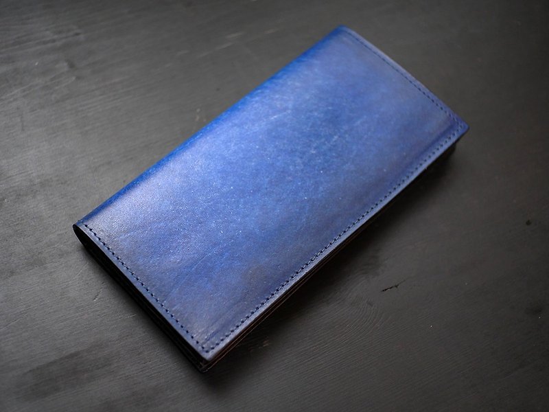 [Open pre-order in November] [Christmas gift] [vegetable tanned leather clip] deep sea blue leather clip - Wallets - Genuine Leather Blue