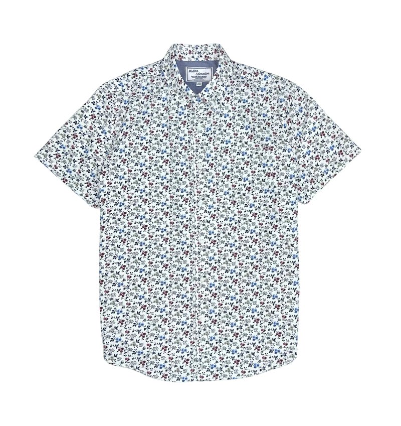 Men's Ditsy Print Shirt 男裝經典小碎花襯衫 - 白色 - 男襯衫/休閒襯衫 - 棉．麻 白色